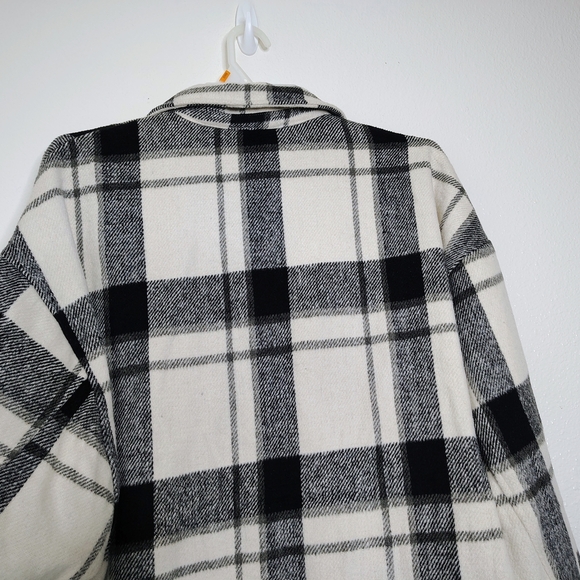 Princess Polly Monochrome Plaid Shirt Knit Jacket Flat Pockets Overcoat Sz  L/XL - Picture 9 of 14